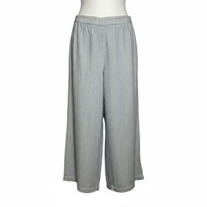 Plus Size Gray Striped Wide-Leg Pants